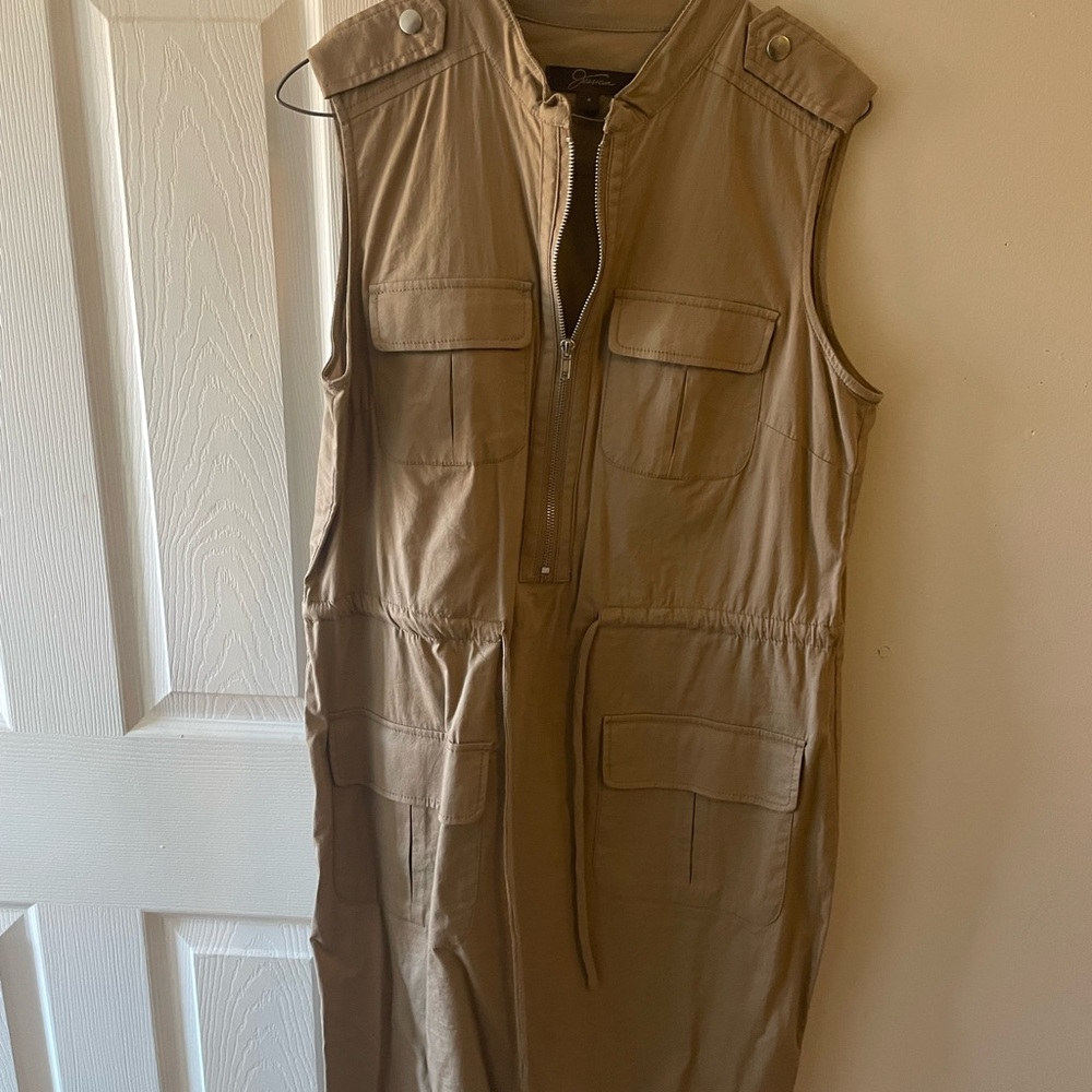 Jessica Sleeveless Tan Utility Dress